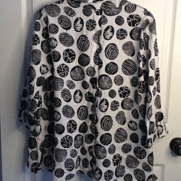 Ali Miles "L" Linen Pocketed  Duster/blazer; Quiet Lux, Avant Garde, Geometric - Picture 2 of 4